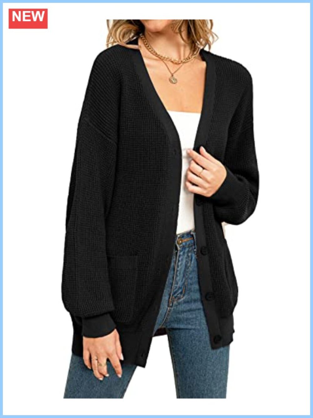100% Cotton Knit Cardigan Sweater Button Down Pockets Long Sleeve